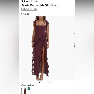 House of CB Asymmetrical Ruffle Gown - Mulberry